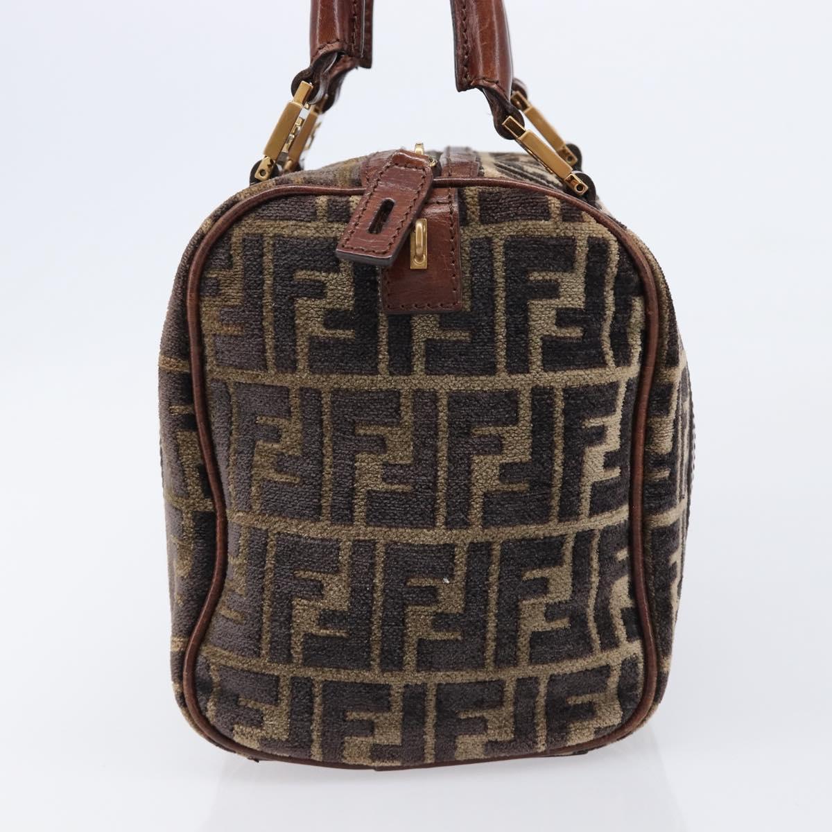 FENDI Zucca Canvas Hand Bag Brown Gold 8BH058 Auth BA16982V