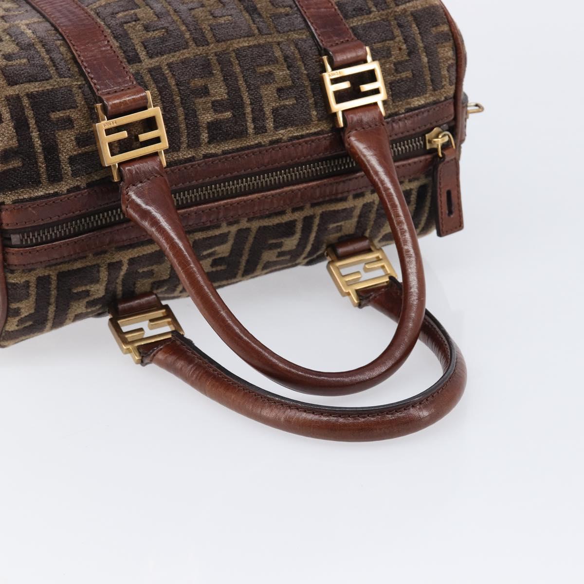 FENDI Zucca Canvas Hand Bag Brown Gold 8BH058 Auth BA16982V