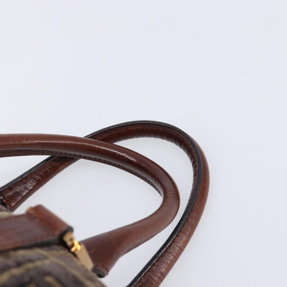 FENDI Zucca Canvas Hand Bag Brown Gold 8BH058 Auth BA16982V