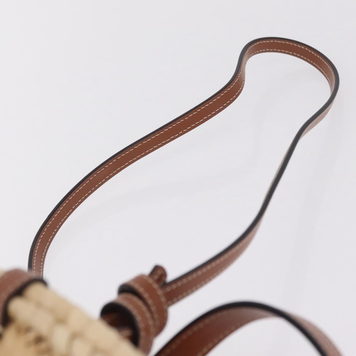 CELINE Teen Classic Panier Hand Bag Raffia Beige Brown Auth BA16985V