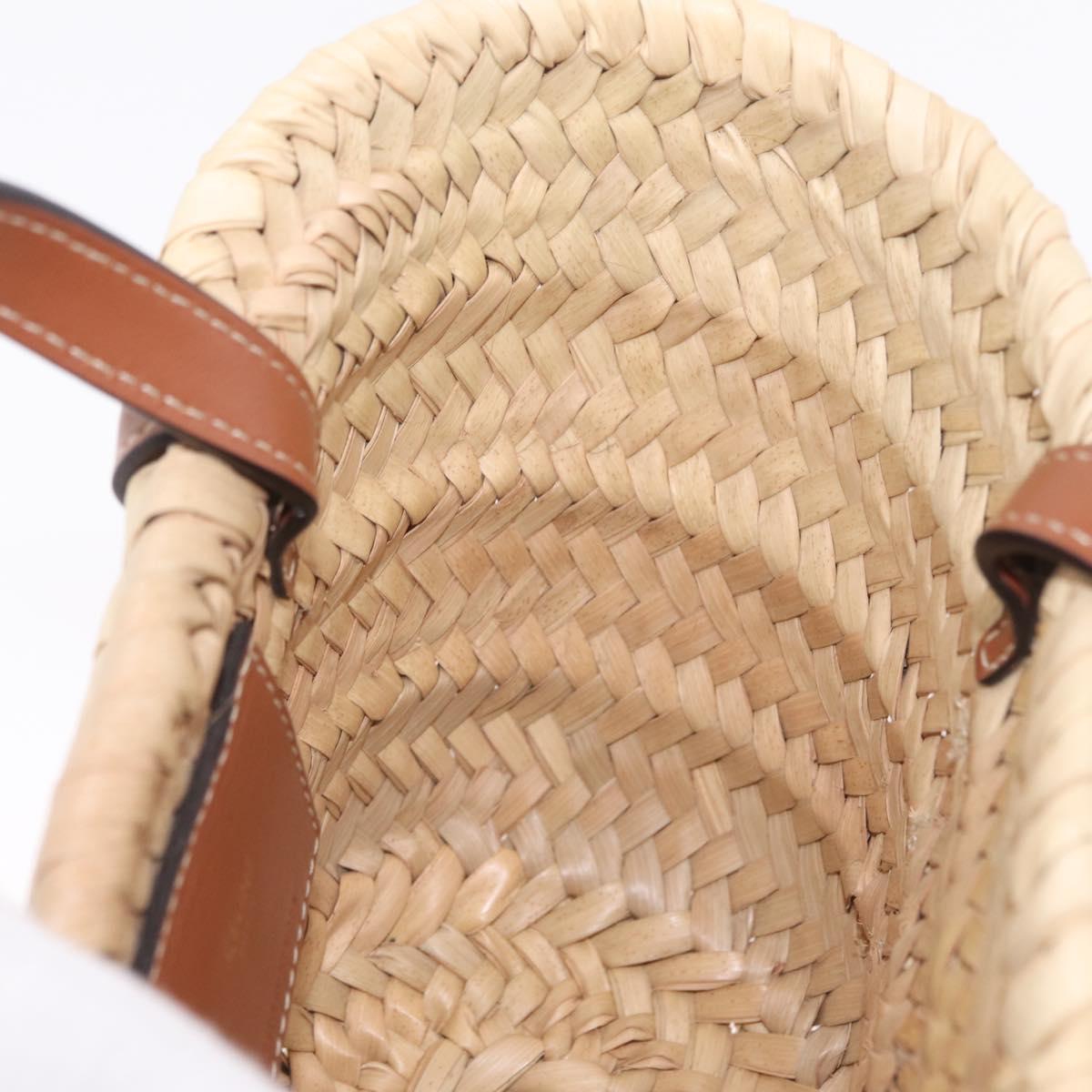 CELINE Teen Classic Panier Hand Bag Raffia Beige Brown Auth BA16985V