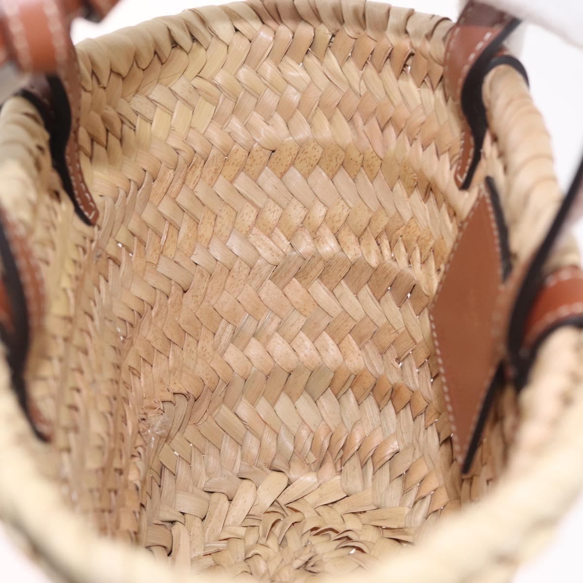 CELINE Teen Classic Panier Hand Bag Raffia Beige Brown Auth BA16985V