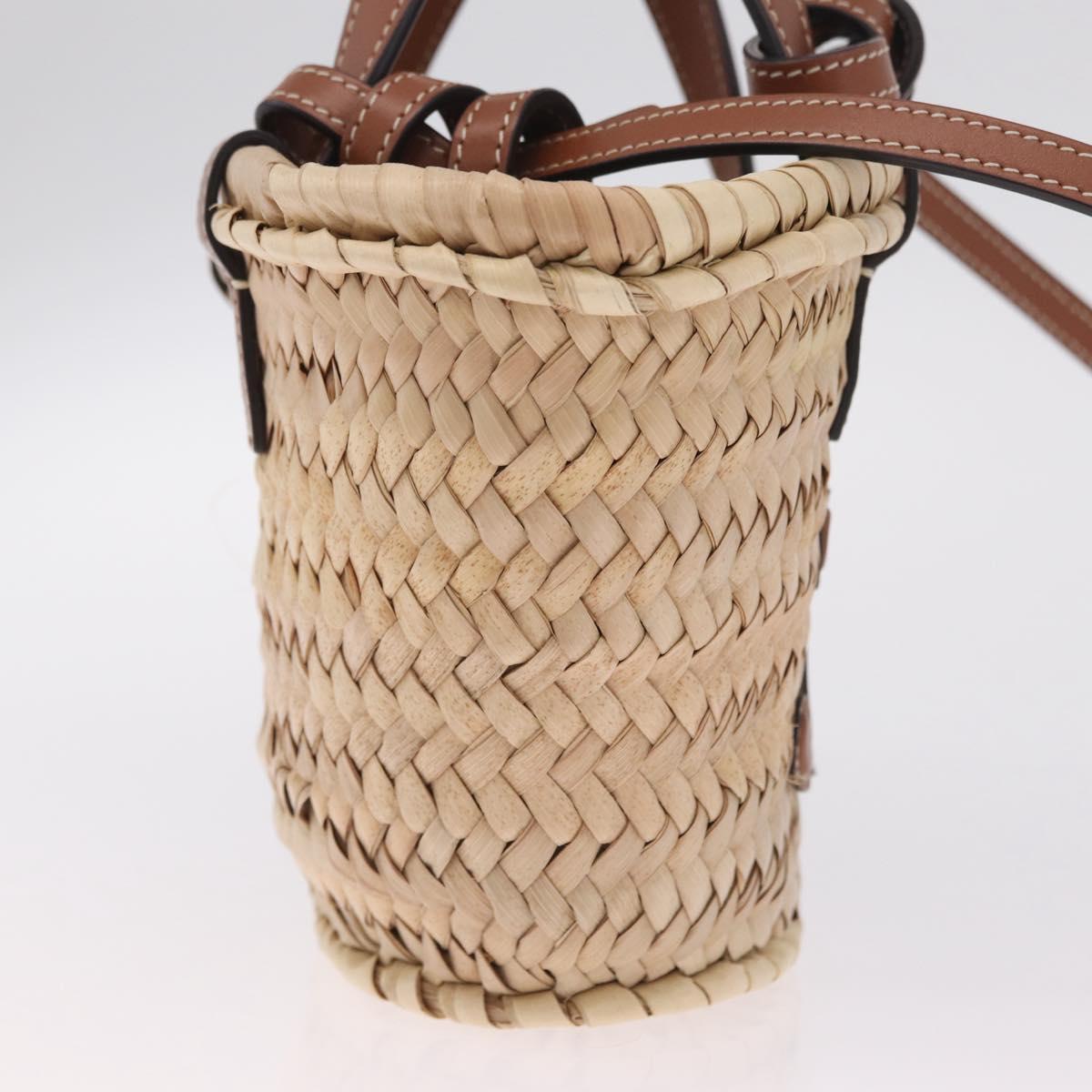 CELINE Teen Classic Panier Hand Bag Raffia Beige Brown Auth BA16985V