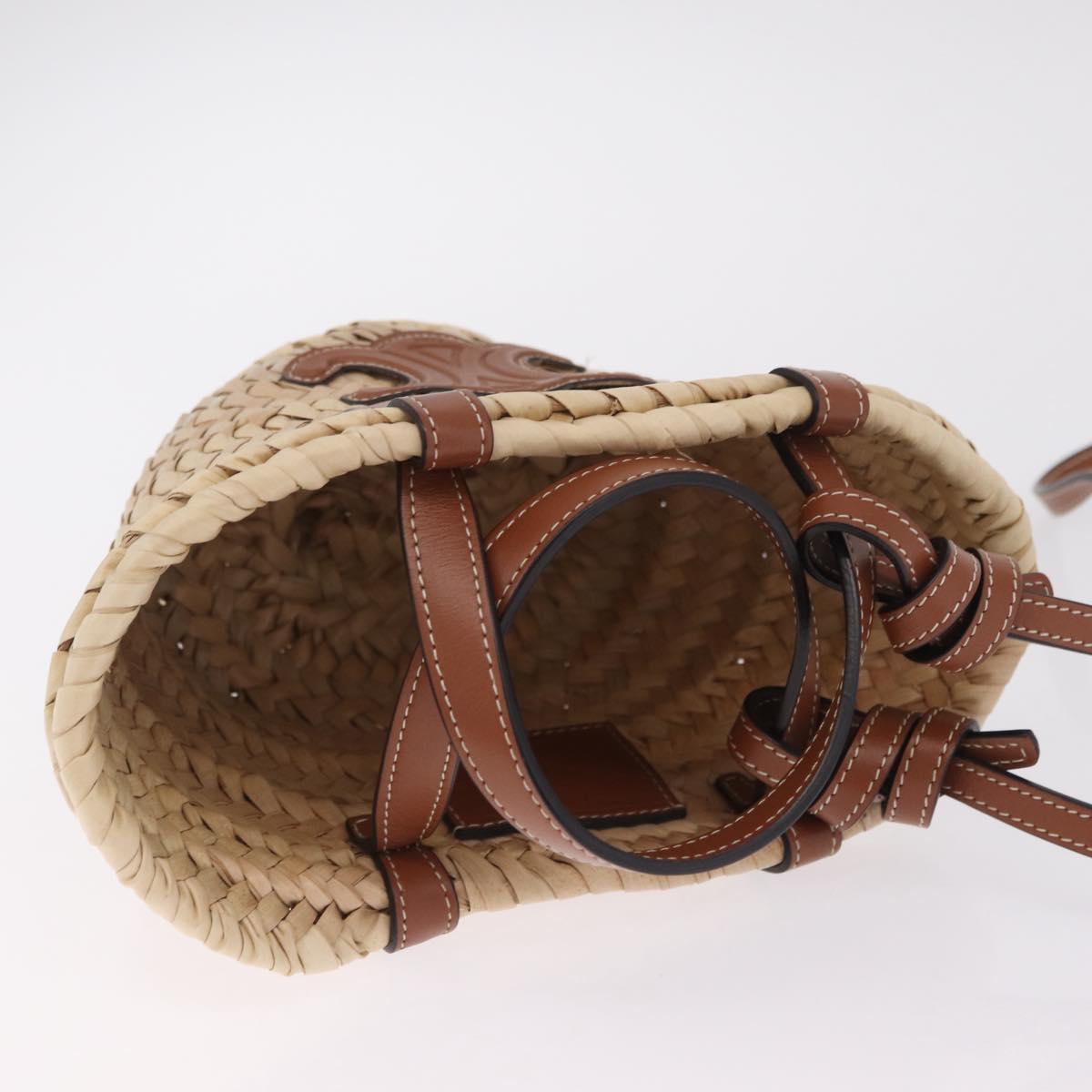 CELINE Teen Classic Panier Hand Bag Raffia Beige Brown Auth BA16985V