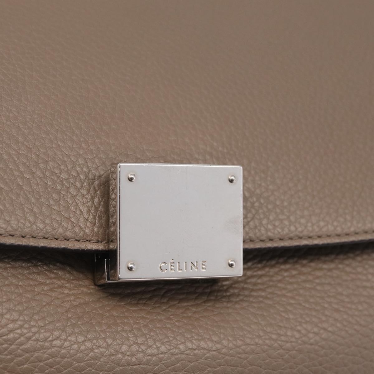CELINE Trapeze Hand Bag Suede 2way Beige Silver Auth BA16986V