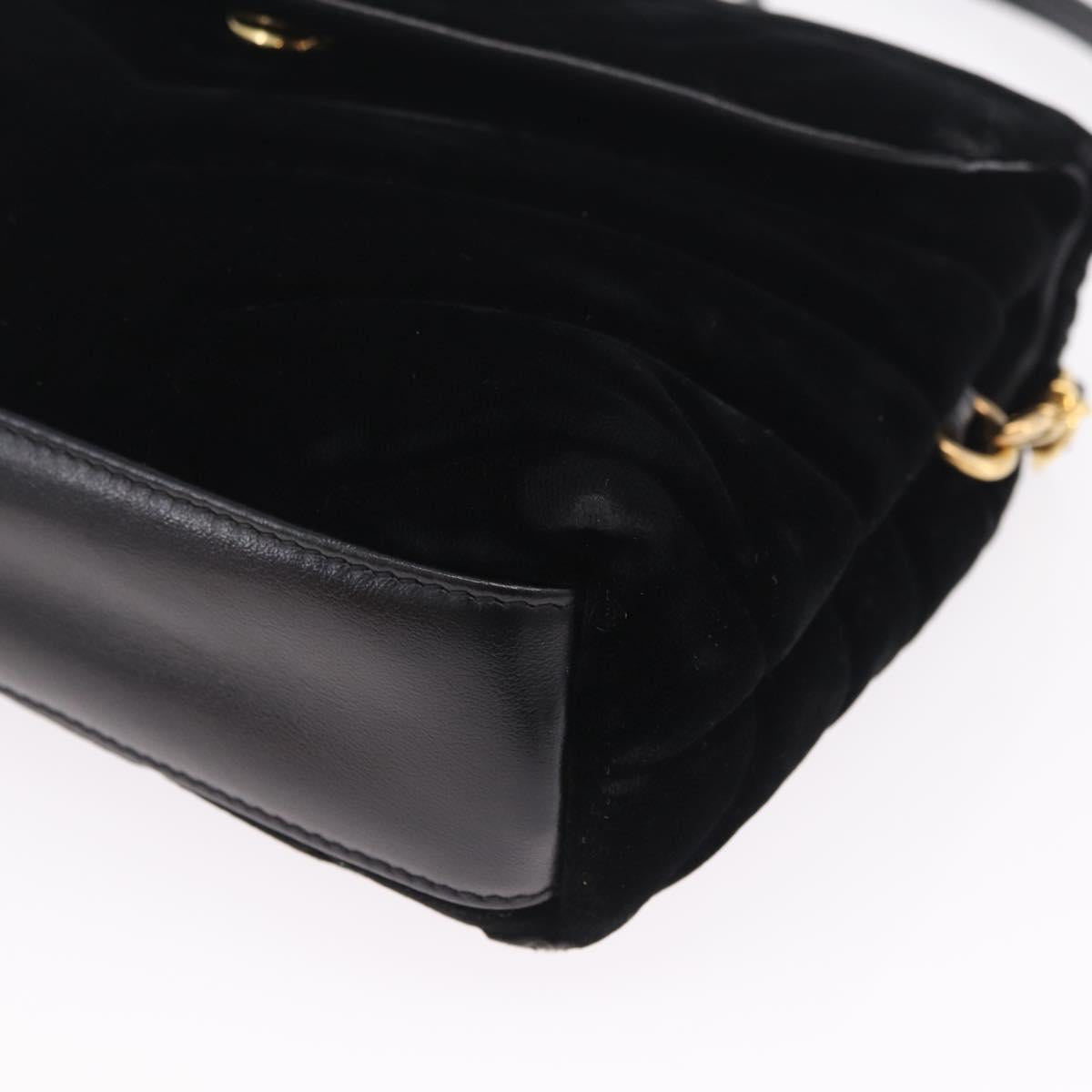 Saint Laurent Lulu Shoulder Bag Velvet Black Gold 467072 Auth BA16988V