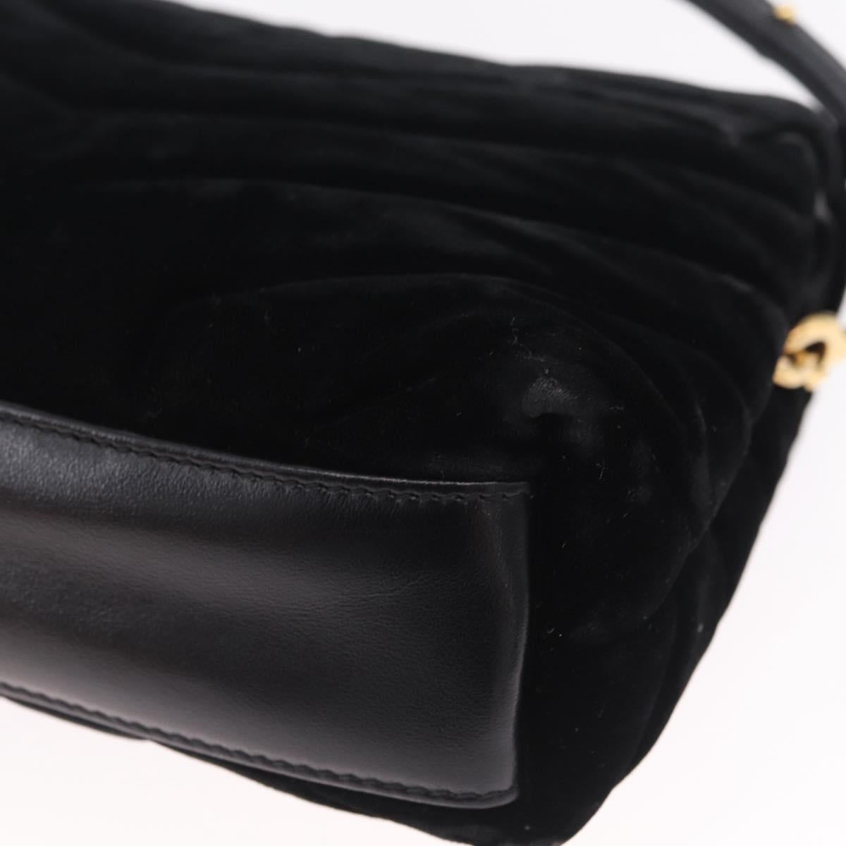 Saint Laurent Lulu Shoulder Bag Velvet Black Gold 467072 Auth BA16988V