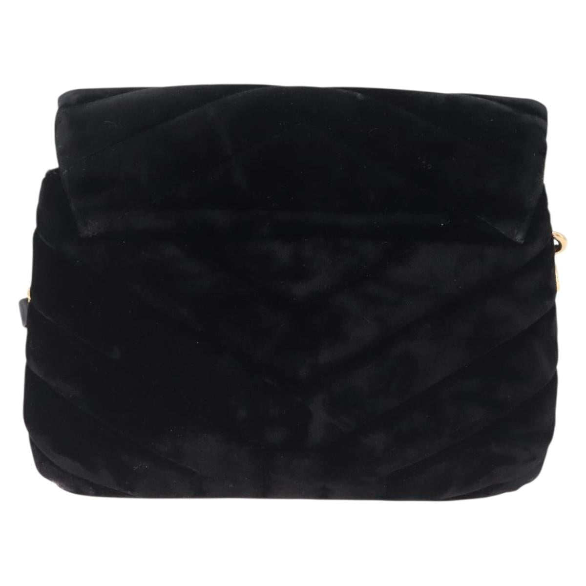 Saint Laurent Lulu Shoulder Bag Velvet Black Gold 467072 Auth BA16988V