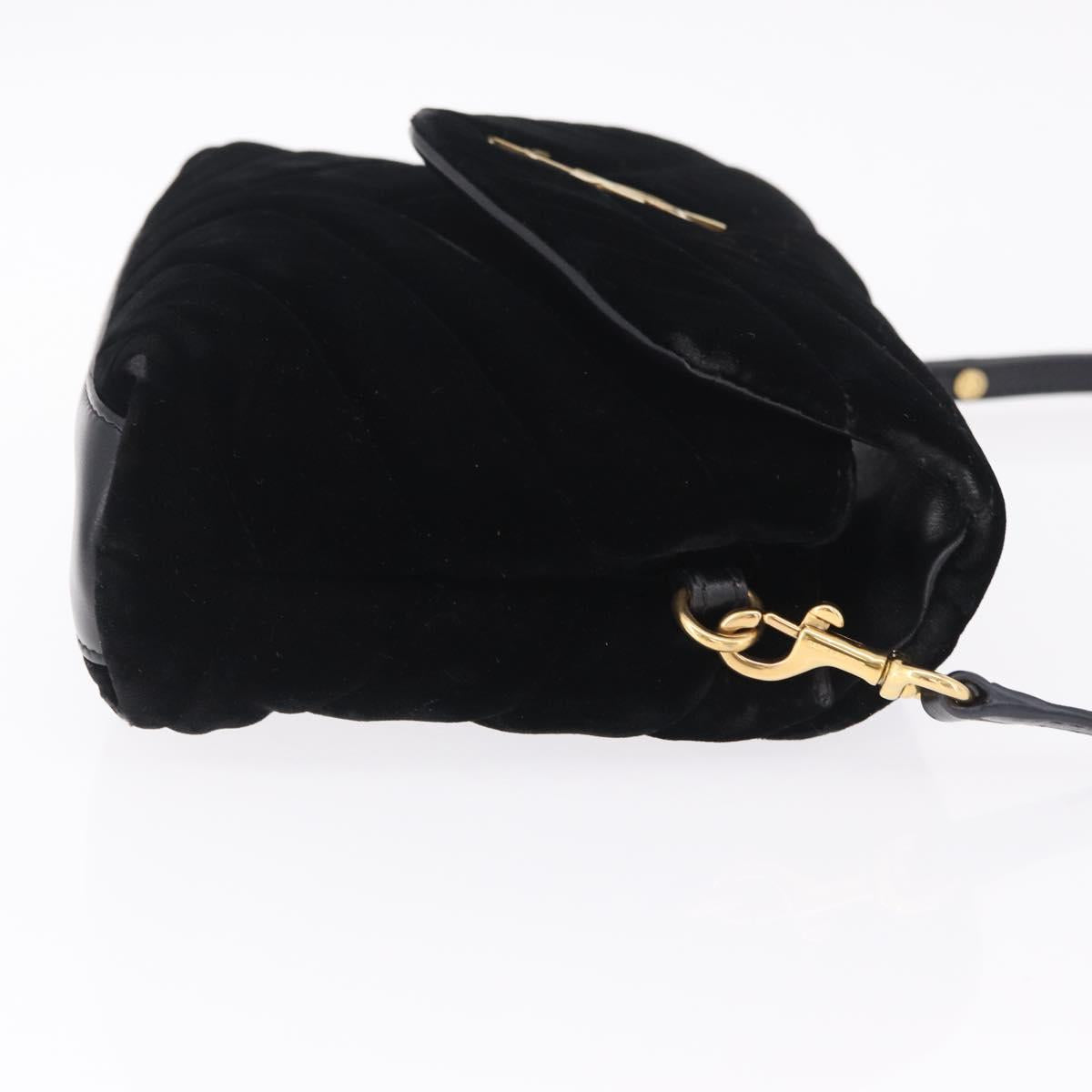 Saint Laurent Lulu Shoulder Bag Velvet Black Gold 467072 Auth BA16988V
