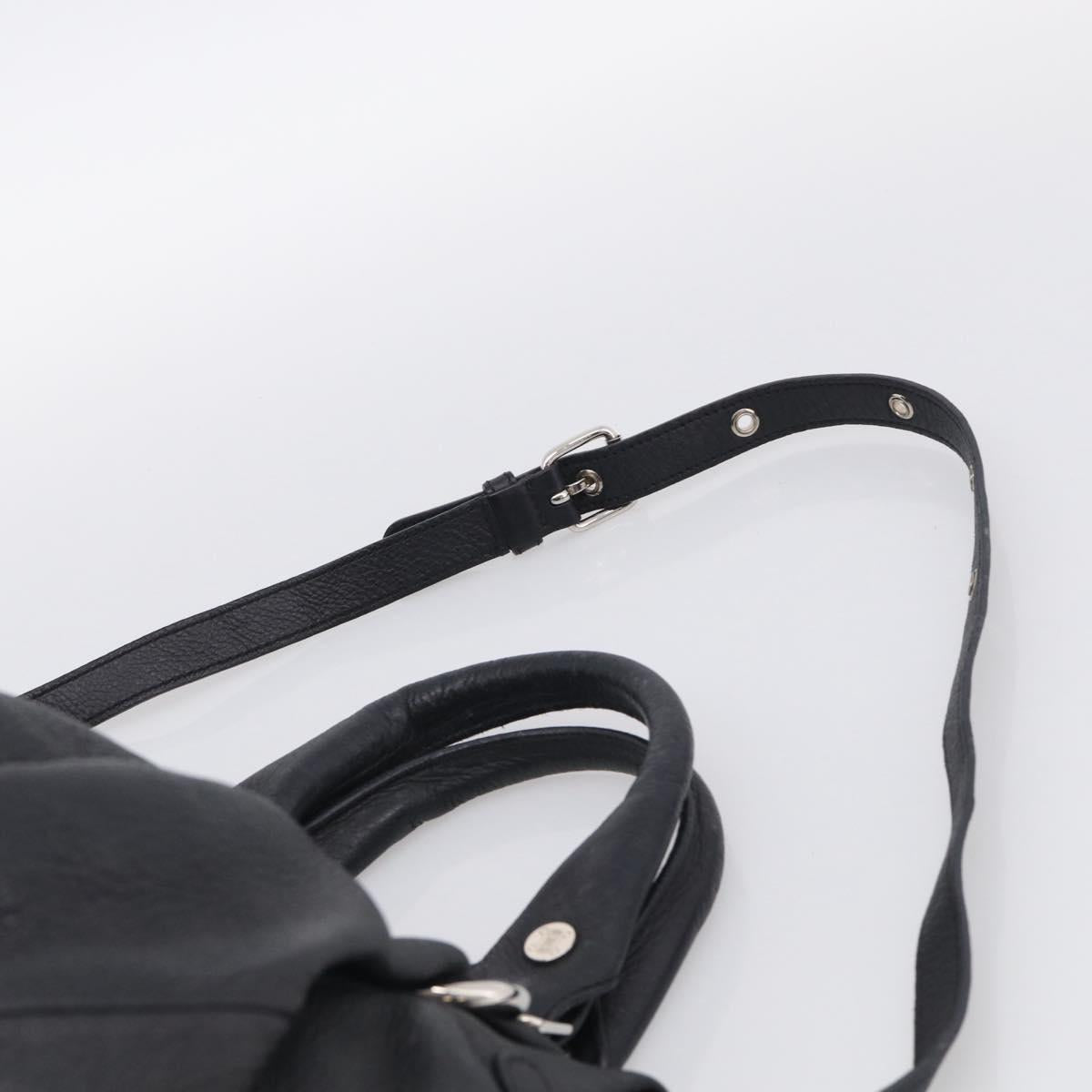CELINE Pillow Small Hand Bag Leather 2way Black Silver Auth BA16996A