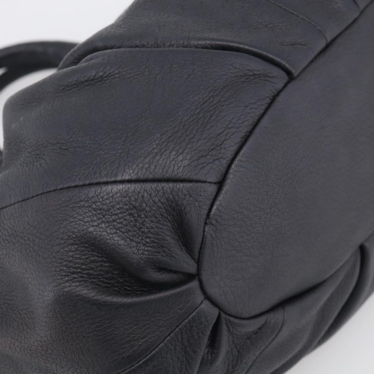 CELINE Pillow Small Hand Bag Leather 2way Black Silver Auth BA16996A