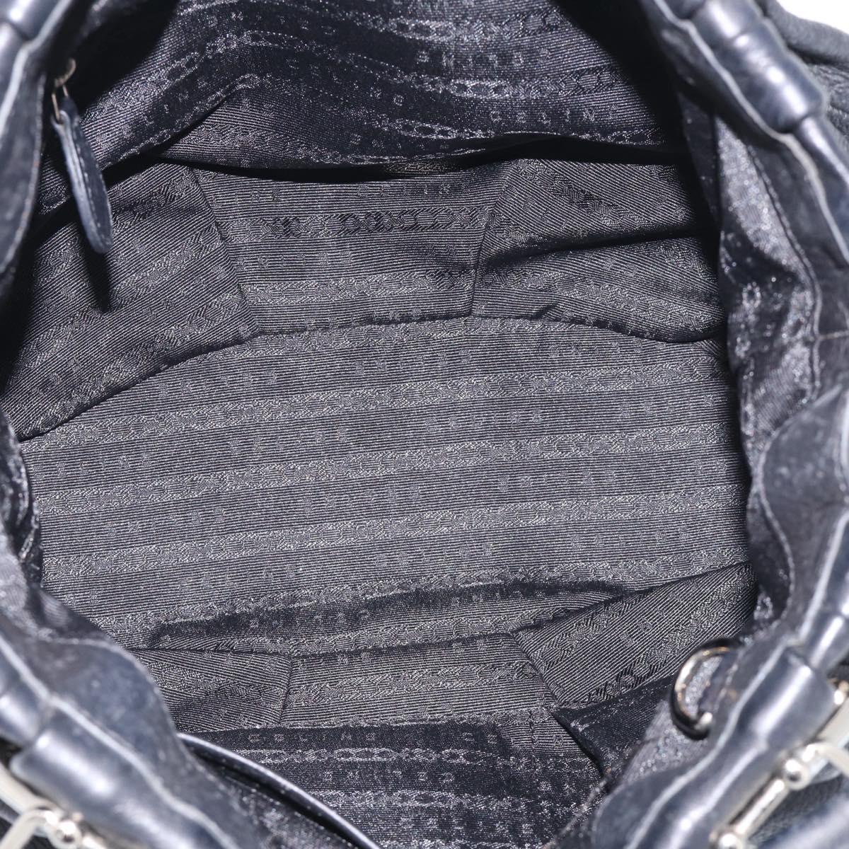 CELINE Pillow Small Hand Bag Leather 2way Black Silver Auth BA16996A
