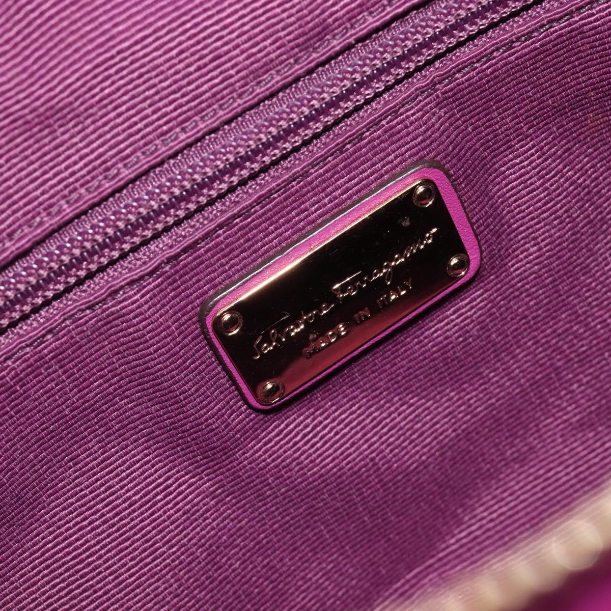 Salvatore Ferragamo Vala Hand Bag Nylon Purple Gold Auth BA16997A