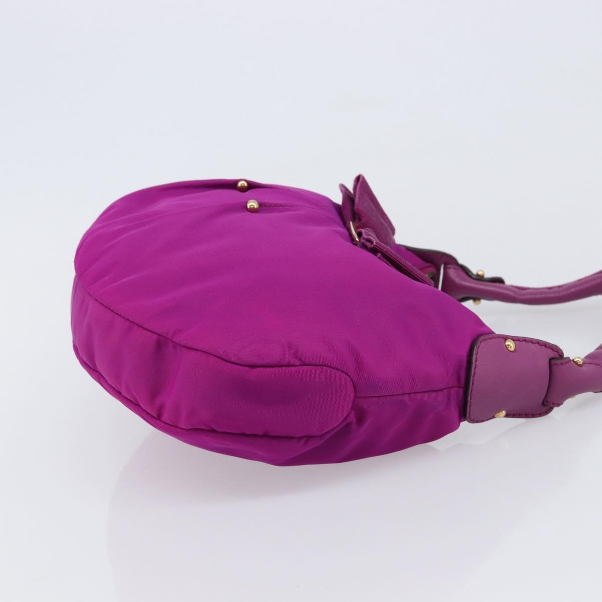 Salvatore Ferragamo Vala Hand Bag Nylon Purple Gold Auth BA16997A