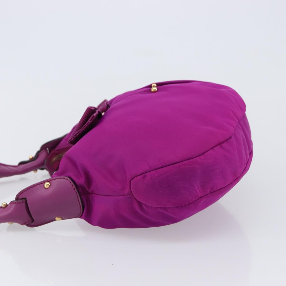 Salvatore Ferragamo Vala Hand Bag Nylon Purple Gold Auth BA16997A
