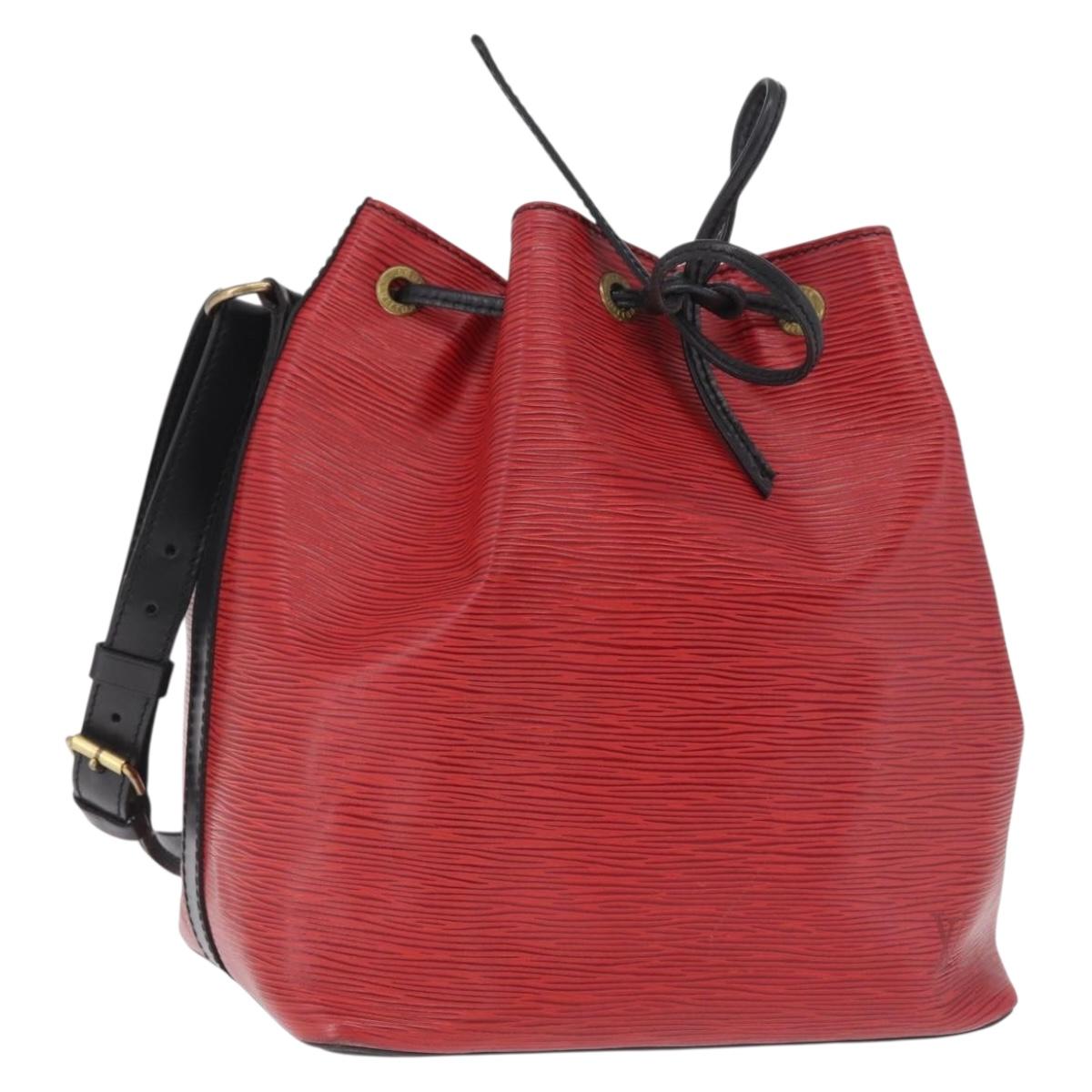 LOUIS VUITTON Epi Petit Noe Shoulder Bag Red Black M44172 LV Auth BA16998