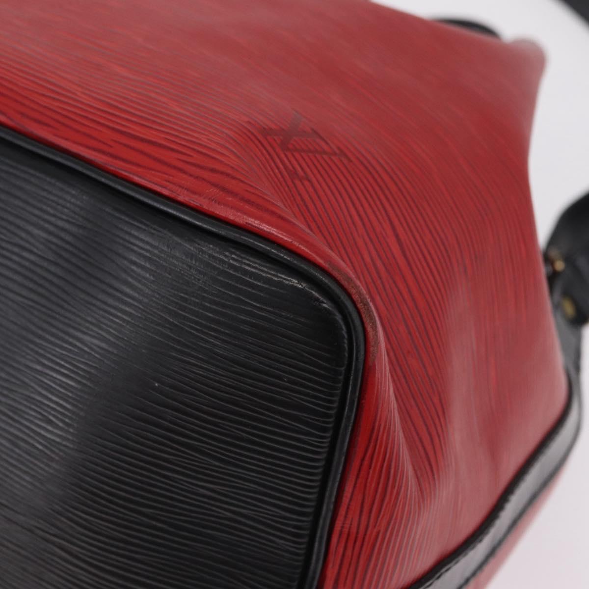 LOUIS VUITTON Epi Petit Noe Shoulder Bag Red Black M44172 LV Auth BA16998
