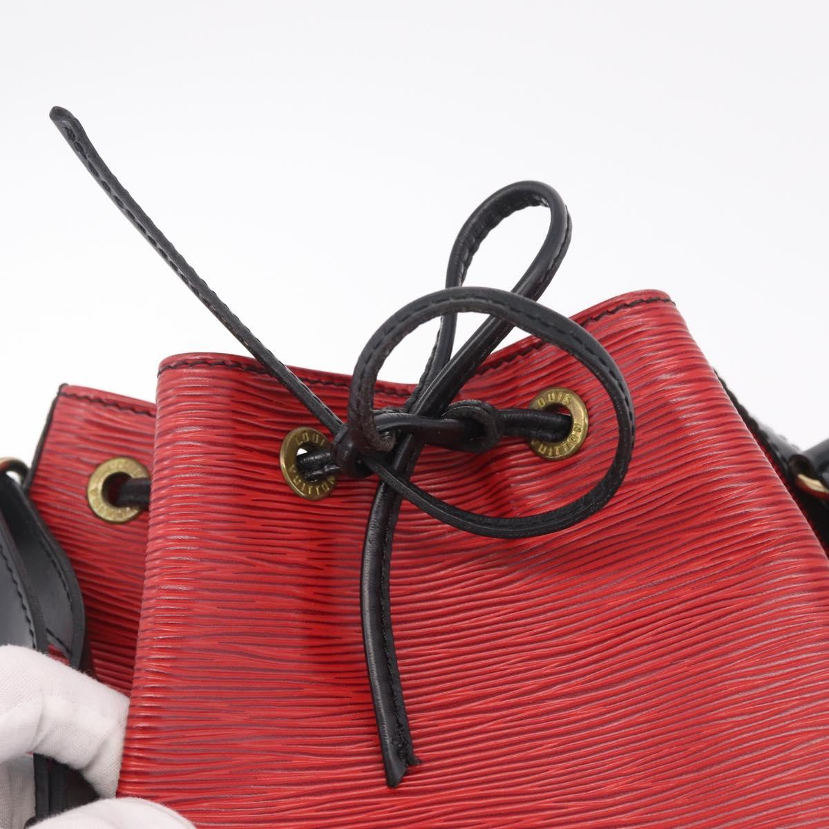 LOUIS VUITTON Epi Petit Noe Shoulder Bag Red Black M44172 LV Auth BA16998