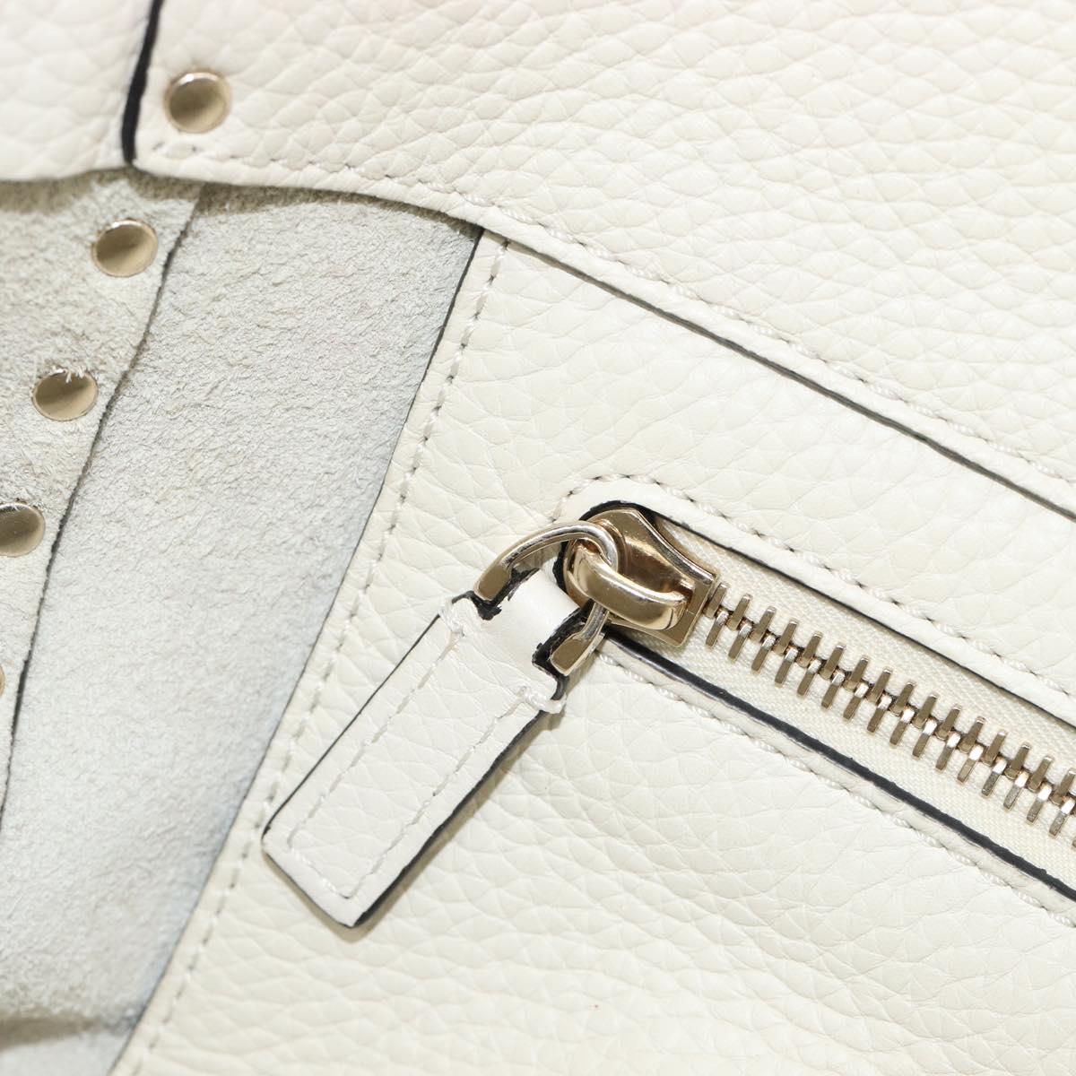Valentino Rock Studs Hand Bag Leather 2way White Gold Auth BA16999A