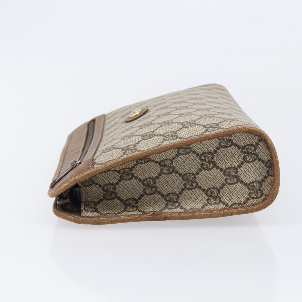 GUCCI GG Supreme Clutch Bag PVC Beige Gold 97 01 037 Auth BA17000