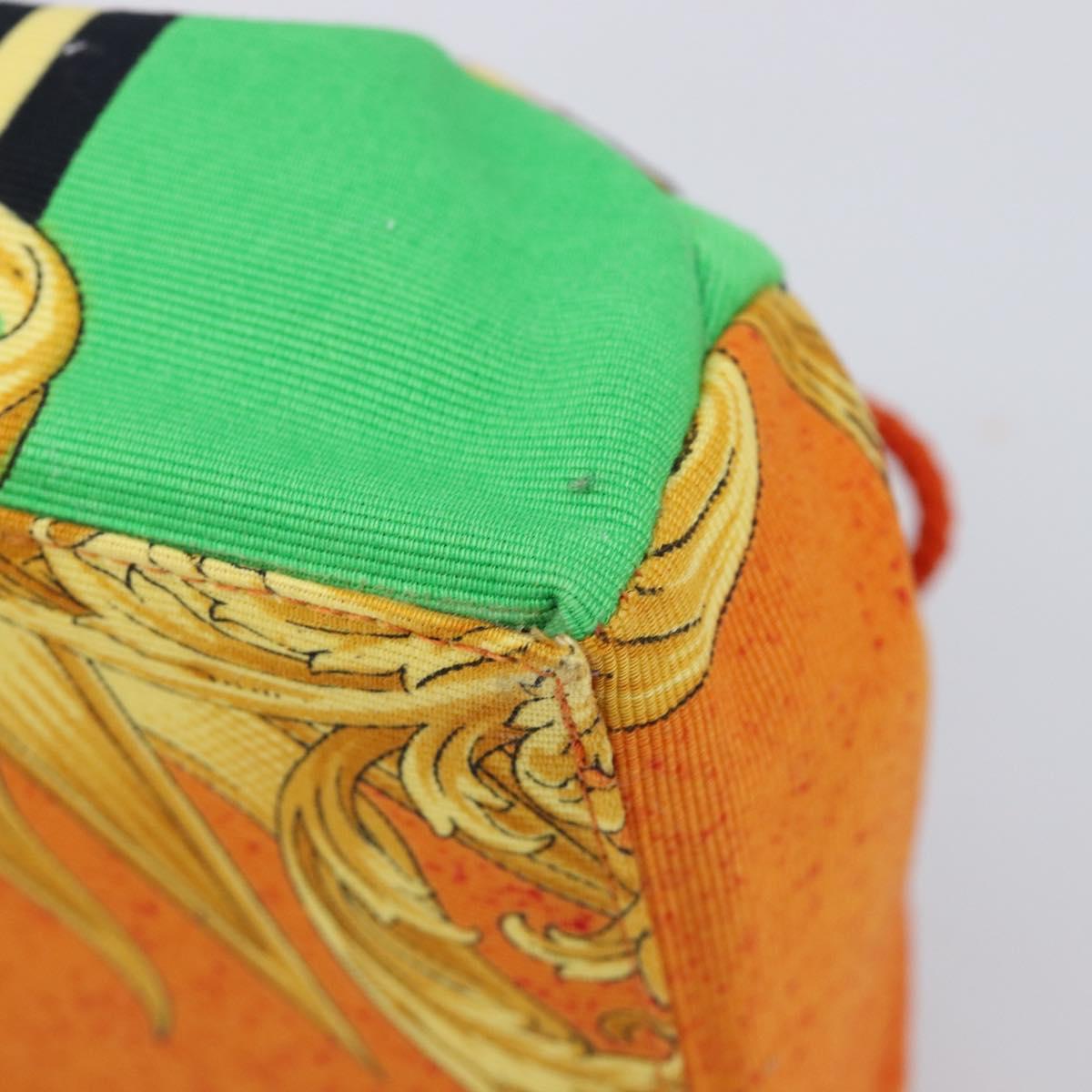 Gianni Versace Purse Pouch Canvas Orange Gold Auth BA17003A