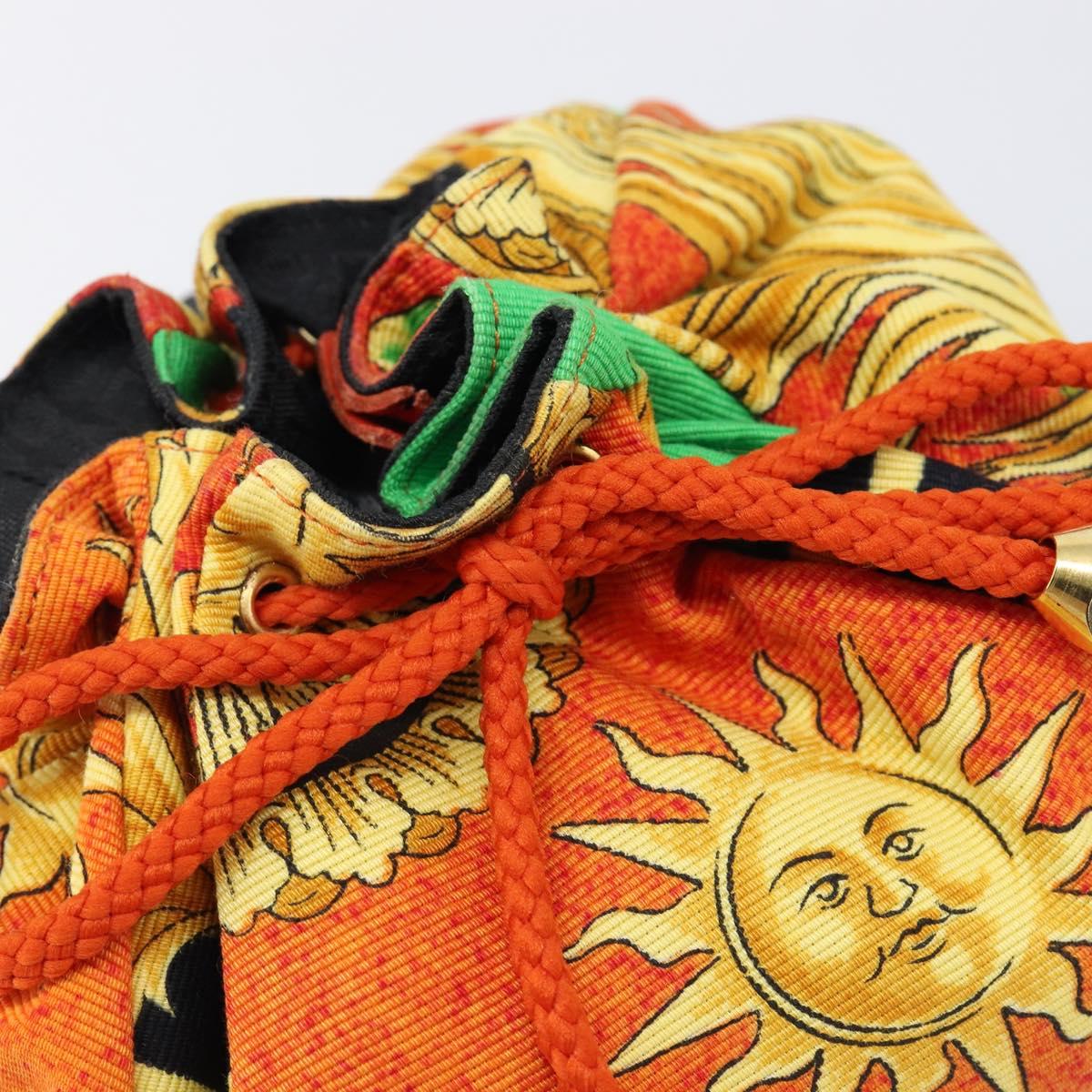 Gianni Versace Purse Pouch Canvas Orange Gold Auth BA17003A