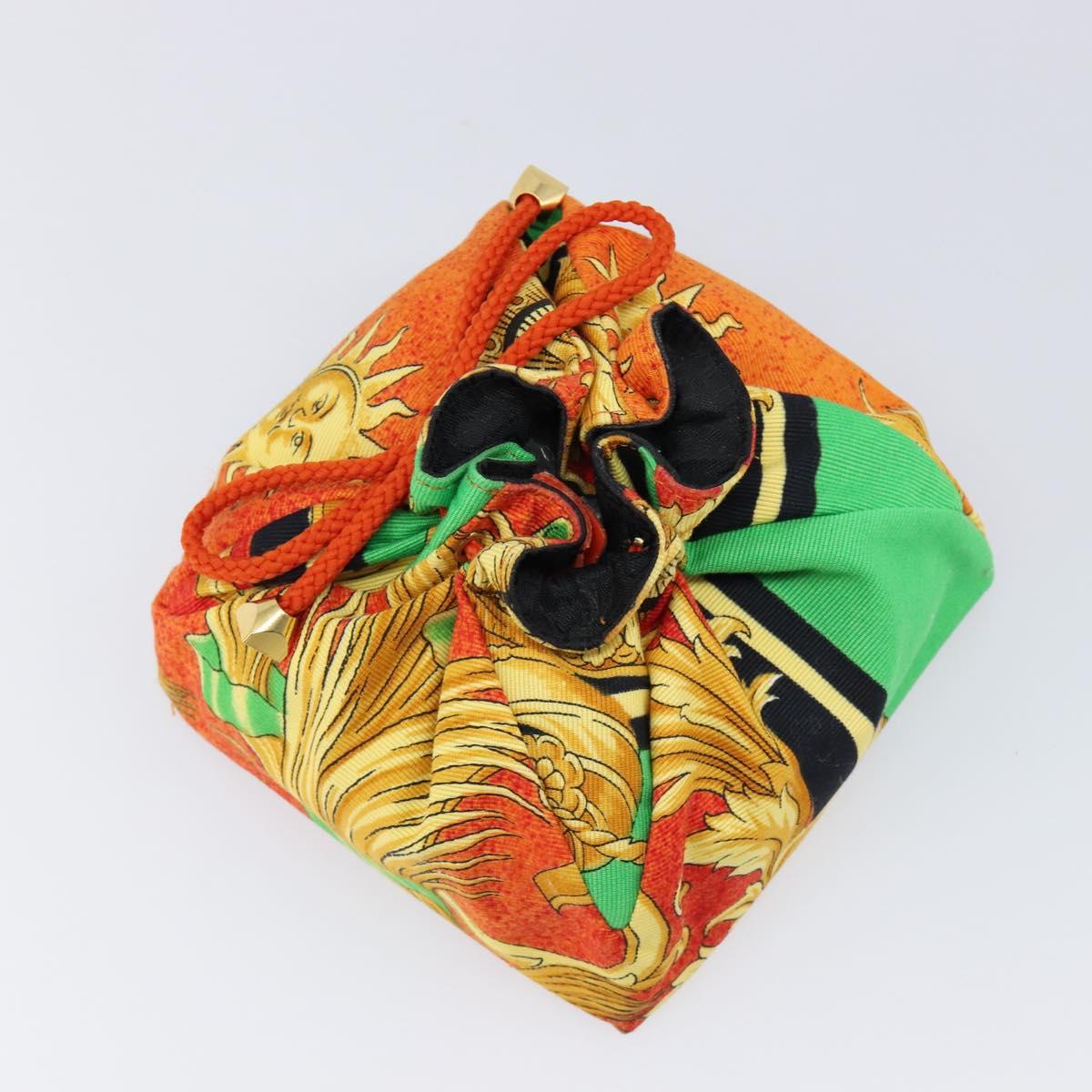 Gianni Versace Purse Pouch Canvas Orange Gold Auth BA17003A