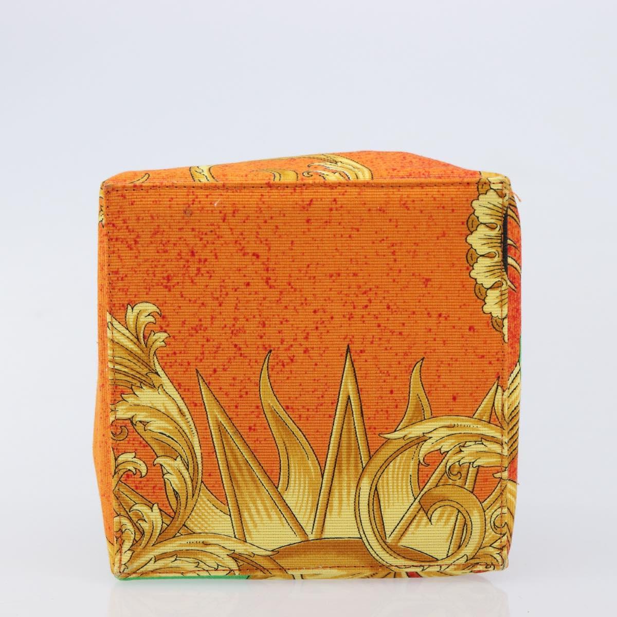Gianni Versace Purse Pouch Canvas Orange Gold Auth BA17003A