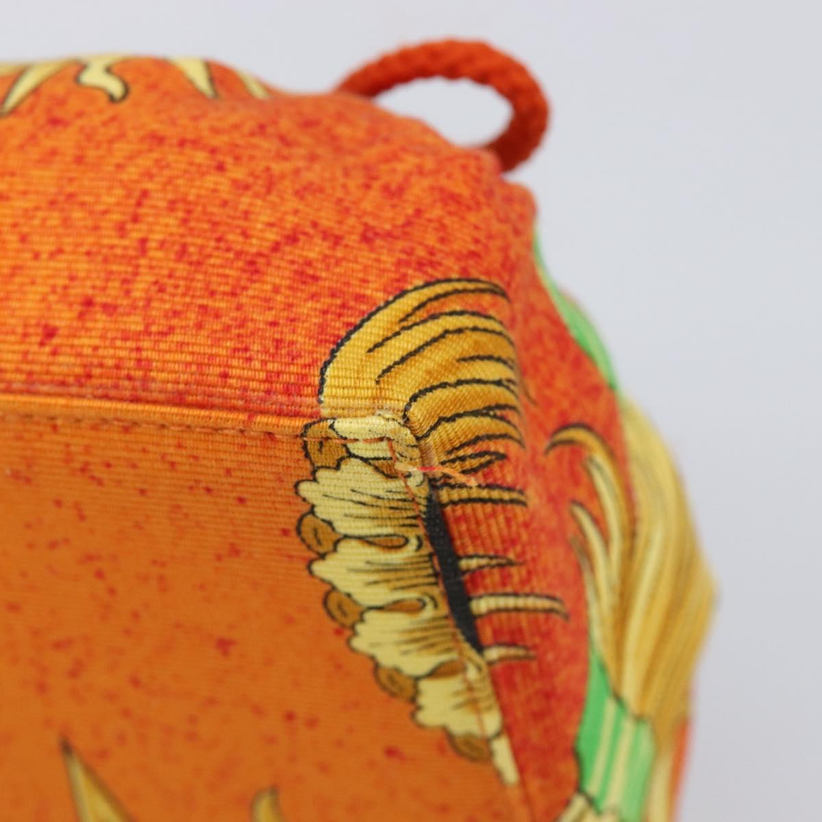 Gianni Versace Purse Pouch Canvas Orange Gold Auth BA17003A