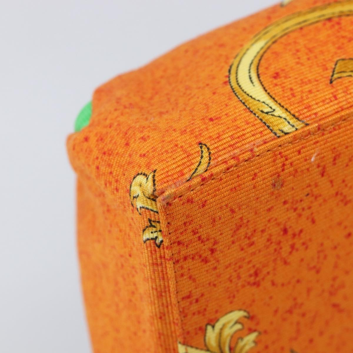 Gianni Versace Purse Pouch Canvas Orange Gold Auth BA17003A