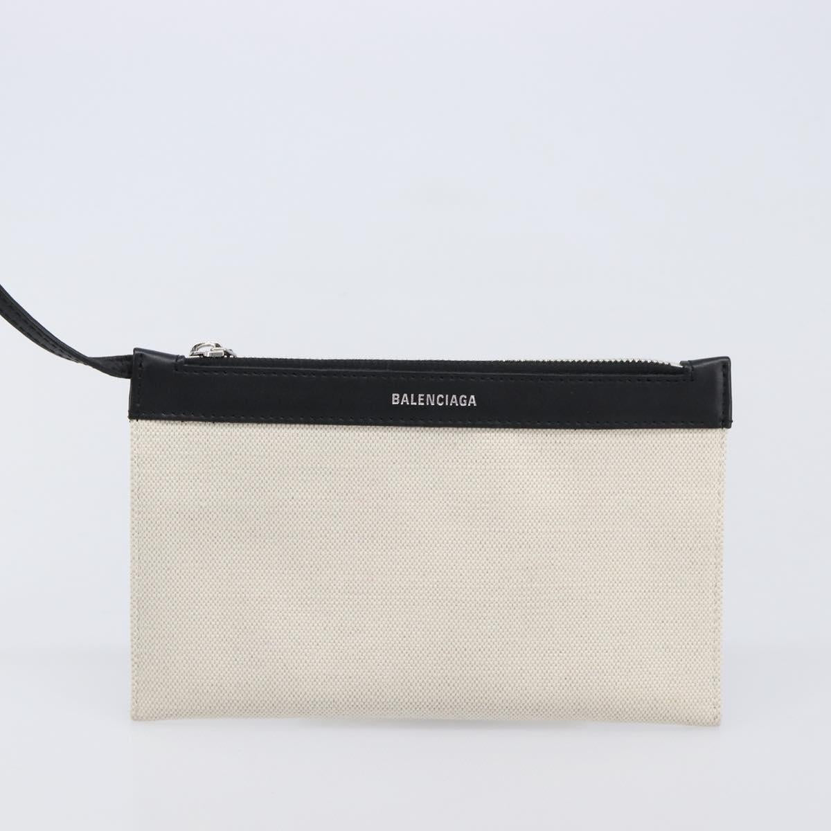 Balenciaga Navy Cabas S Hand Bag Canvas White Black 339933 Auth BA17006A