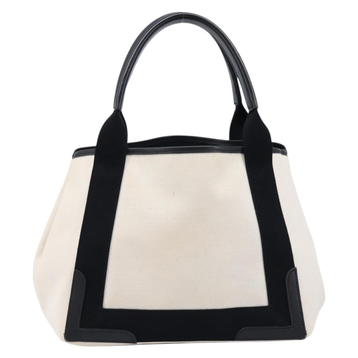 Balenciaga Navy Cabas S Hand Bag Canvas White Black 339933 Auth BA17006A