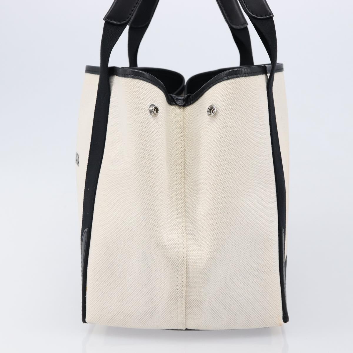 Balenciaga Navy Cabas S Hand Bag Canvas White Black 339933 Auth BA17006A