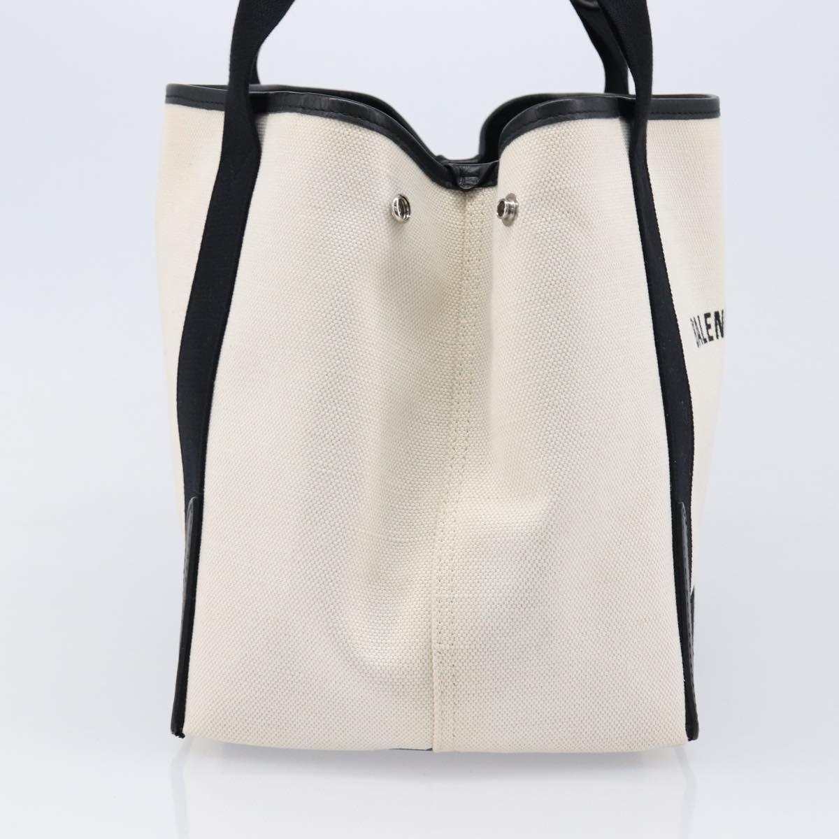 Balenciaga Navy Cabas S Hand Bag Canvas White Black 339933 Auth BA17006A