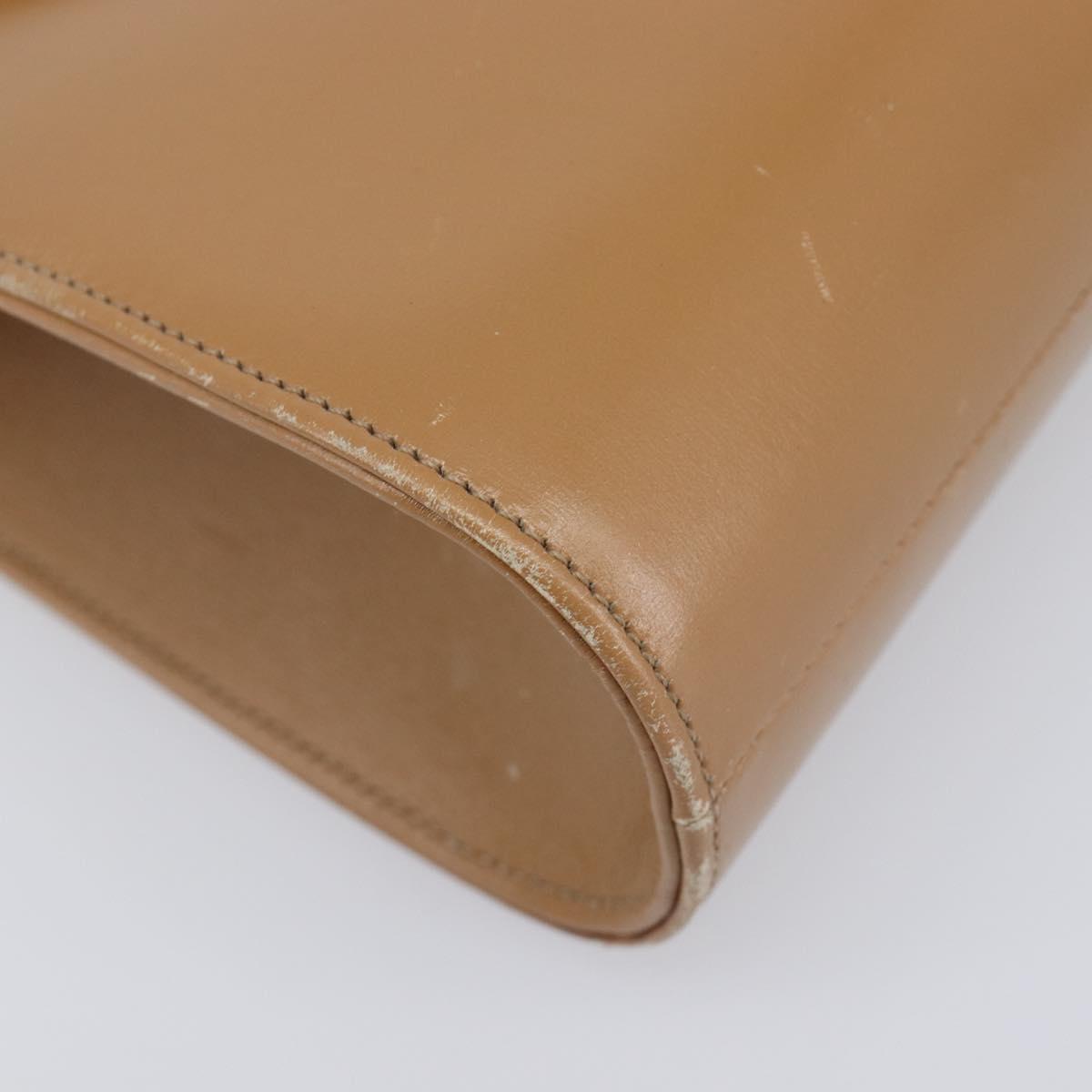 Christian Dior Hand Bag Leather Beige Gold Auth BA17007