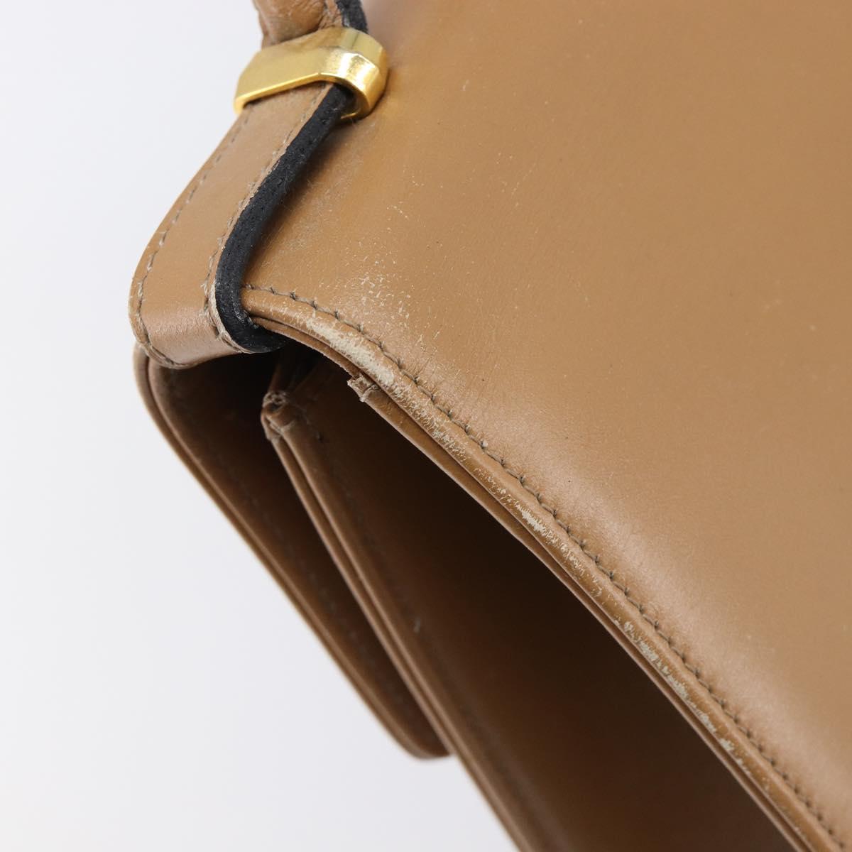 Christian Dior Hand Bag Leather Beige Gold Auth BA17007