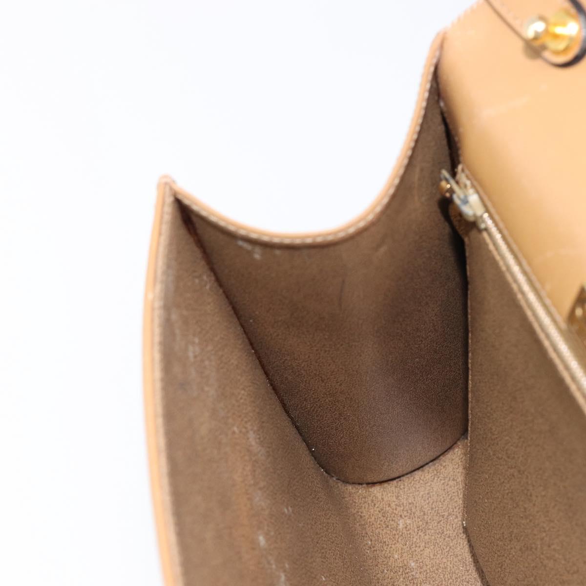 Christian Dior Hand Bag Leather Beige Gold Auth BA17007