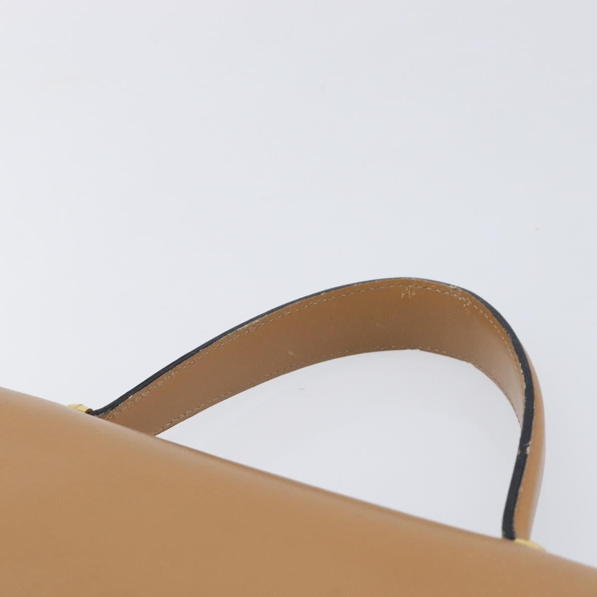 Christian Dior Hand Bag Leather Beige Gold Auth BA17007