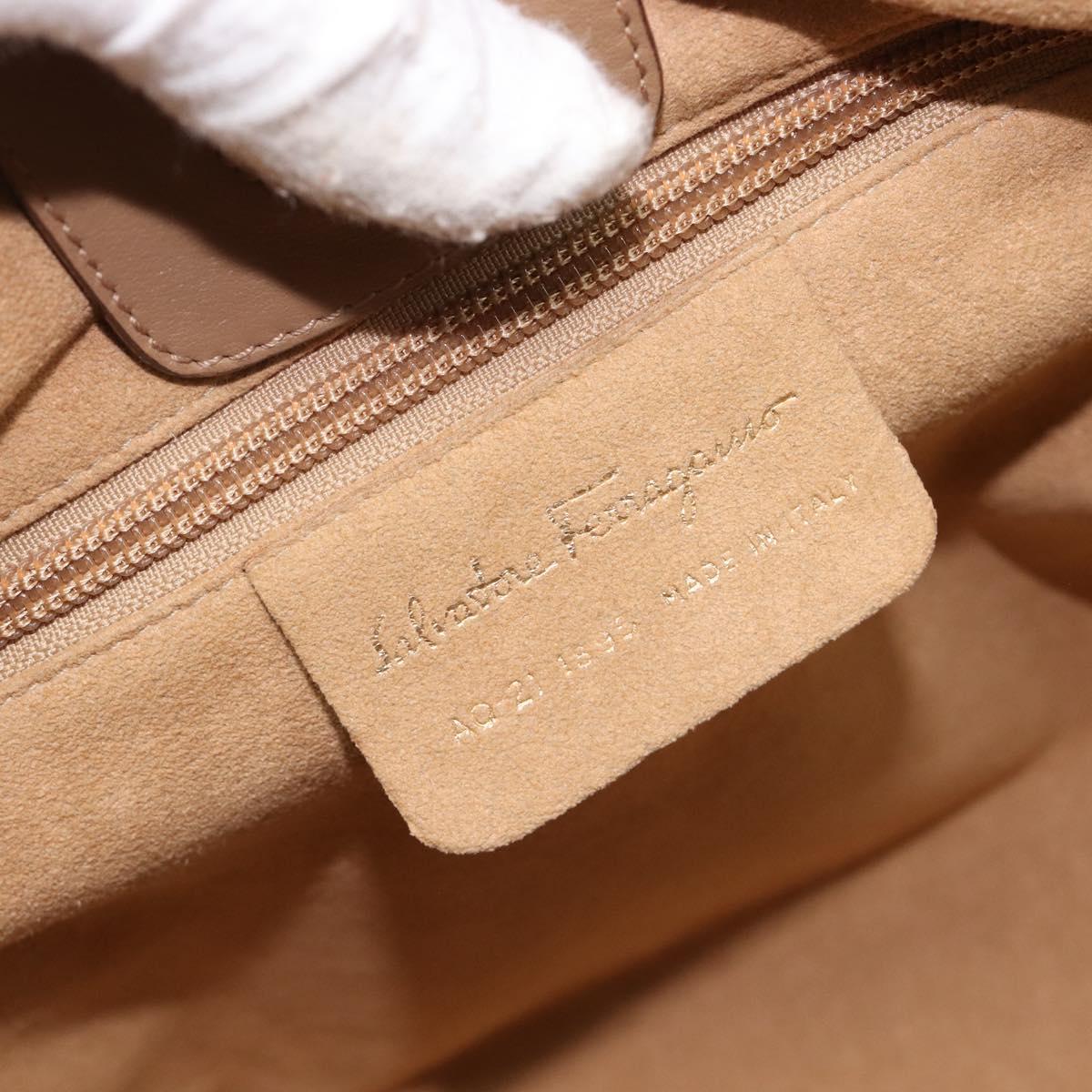 Salvatore Ferragamo Tote Bag Nylon Beige Gold Auth BA17008A