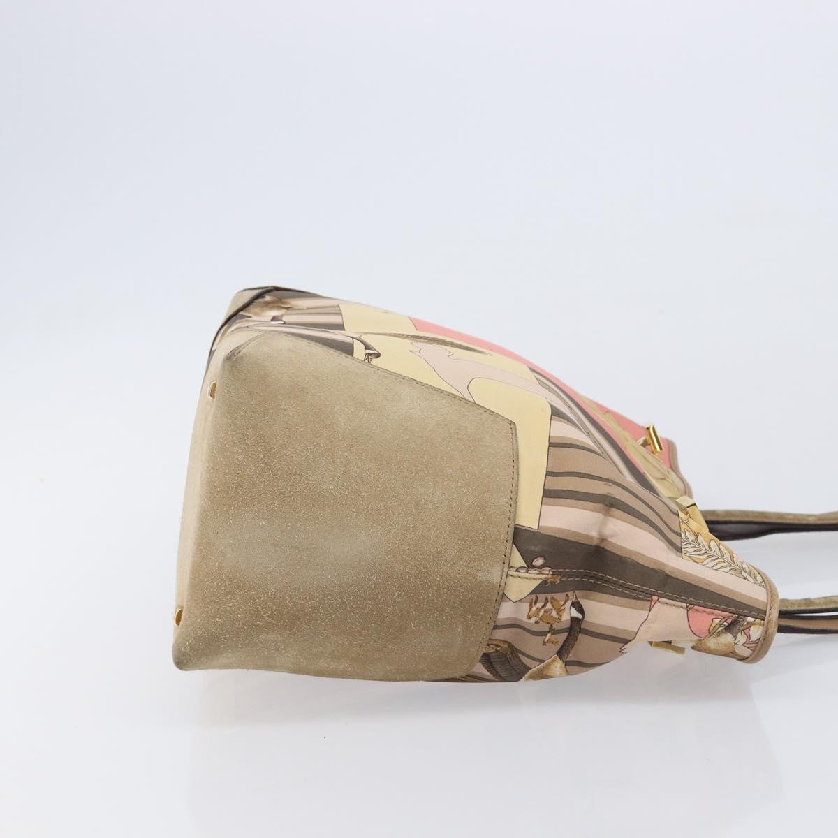 Salvatore Ferragamo Tote Bag Nylon Beige Gold Auth BA17008A