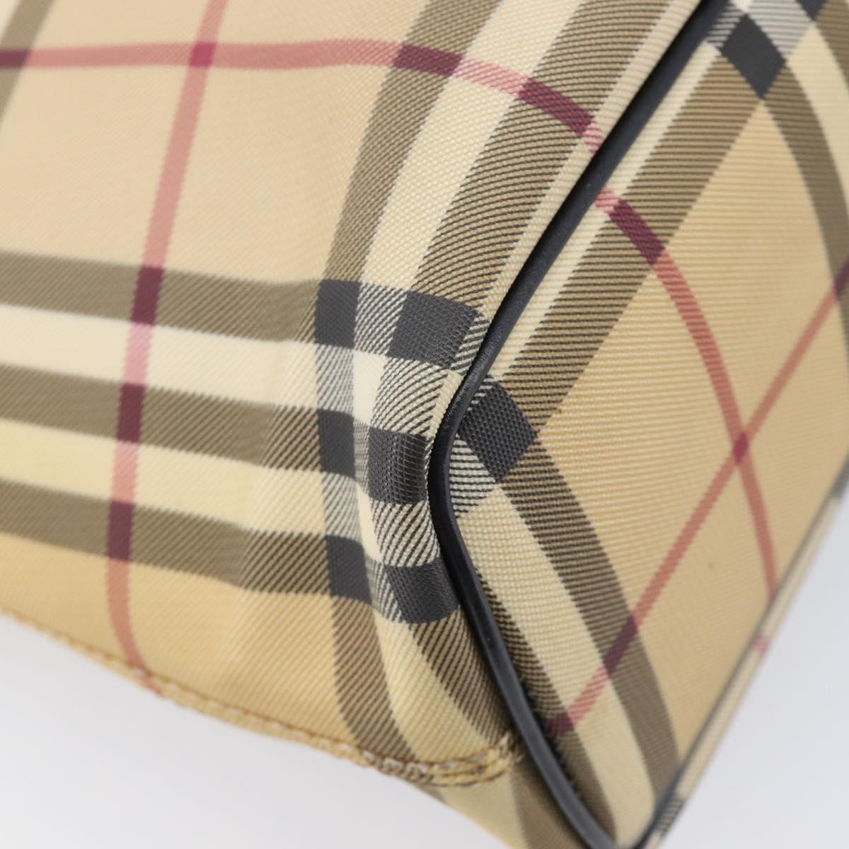BURBERRY Nova Check Hand Bag PVC Leather Beige Auth BA17012