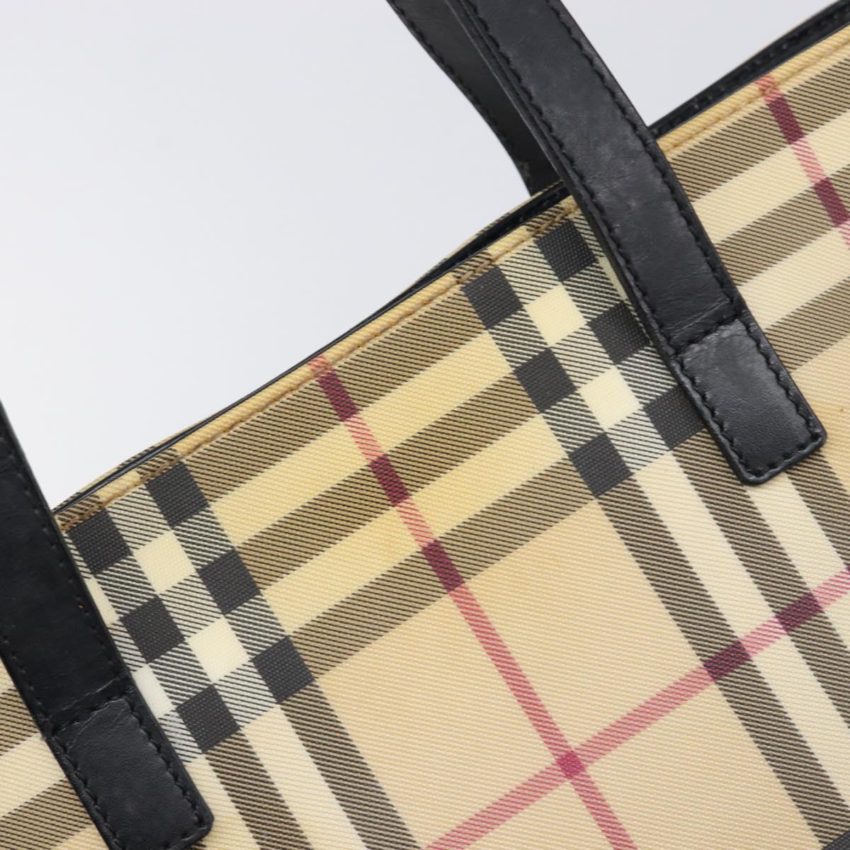 BURBERRY Nova Check Hand Bag PVC Leather Beige Auth BA17012
