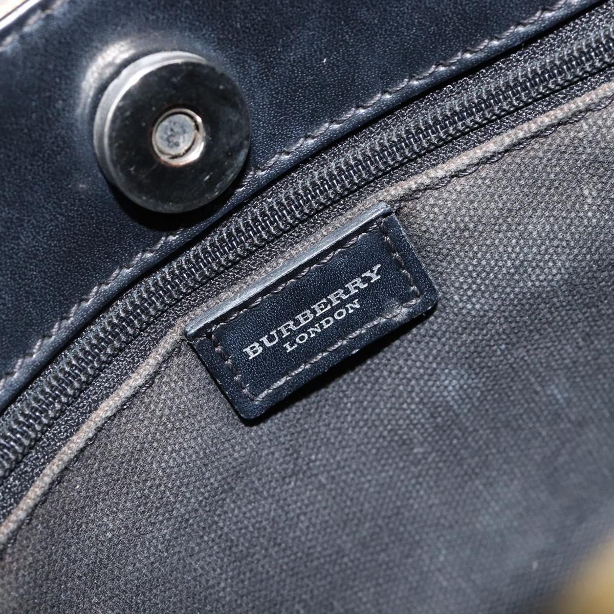 BURBERRY Nova Check Hand Bag PVC Leather Beige Auth BA17012