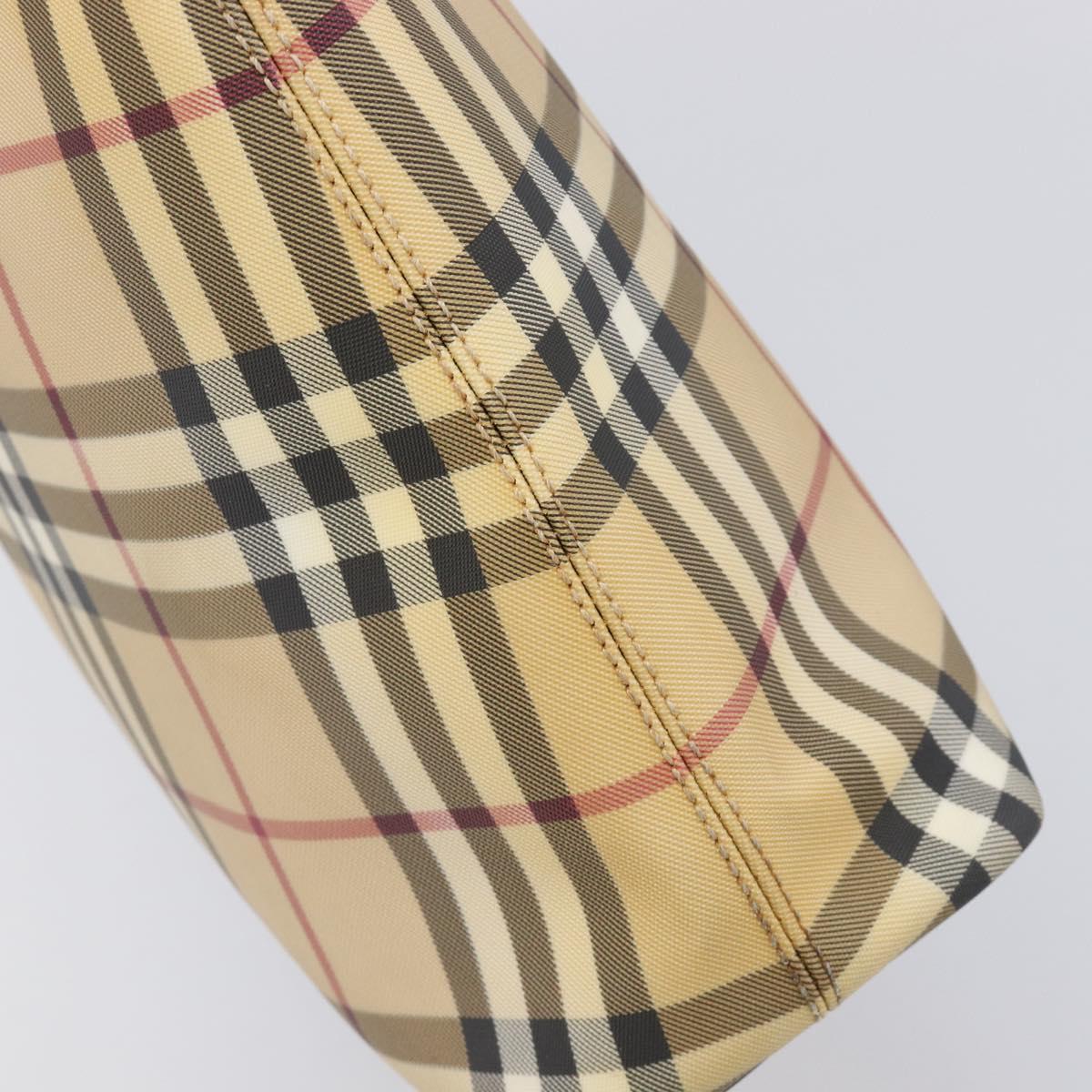 BURBERRY Nova Check Hand Bag PVC Leather Beige Auth BA17012