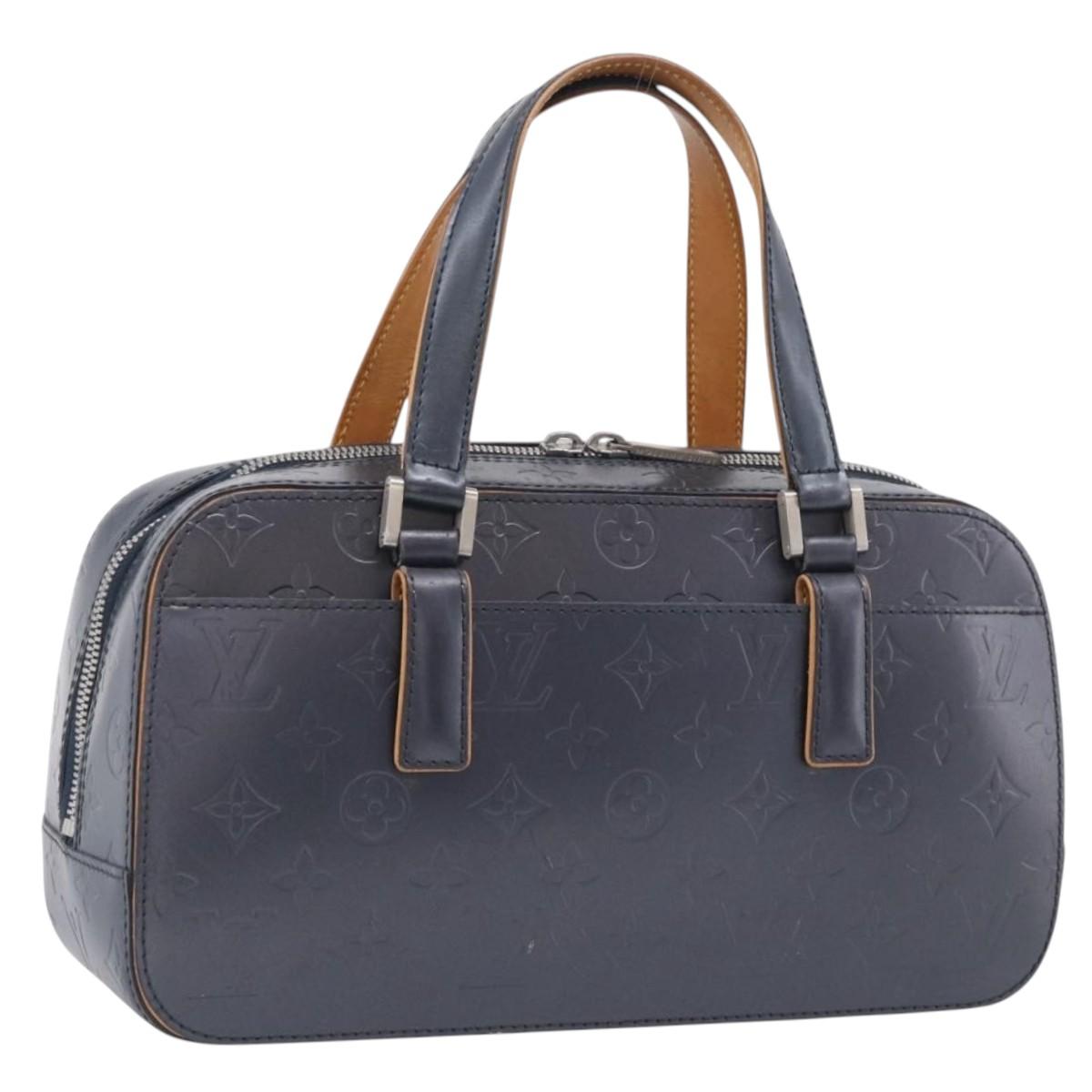 LOUIS VUITTON Monogram Mat Shelton Hand Bag Navy LV Auth BA17018