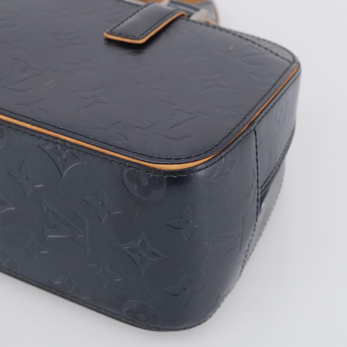 LOUIS VUITTON Monogram Mat Shelton Hand Bag Navy LV Auth BA17018