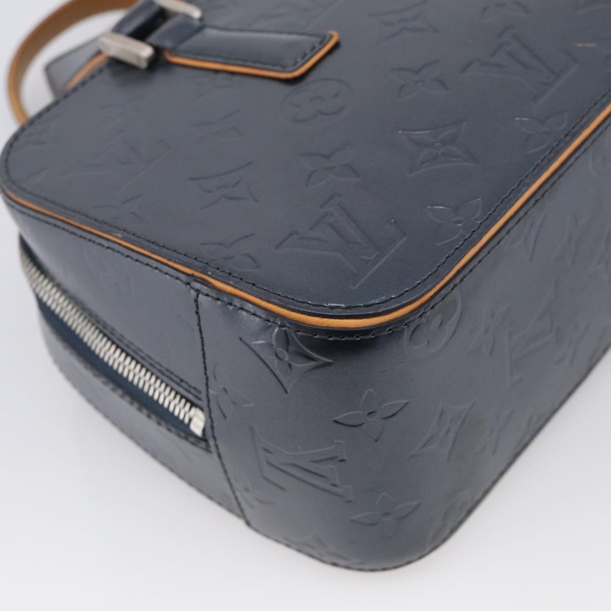 LOUIS VUITTON Monogram Mat Shelton Hand Bag Navy LV Auth BA17018