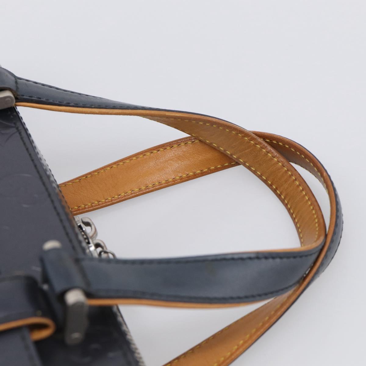 LOUIS VUITTON Monogram Mat Shelton Hand Bag Navy LV Auth BA17018