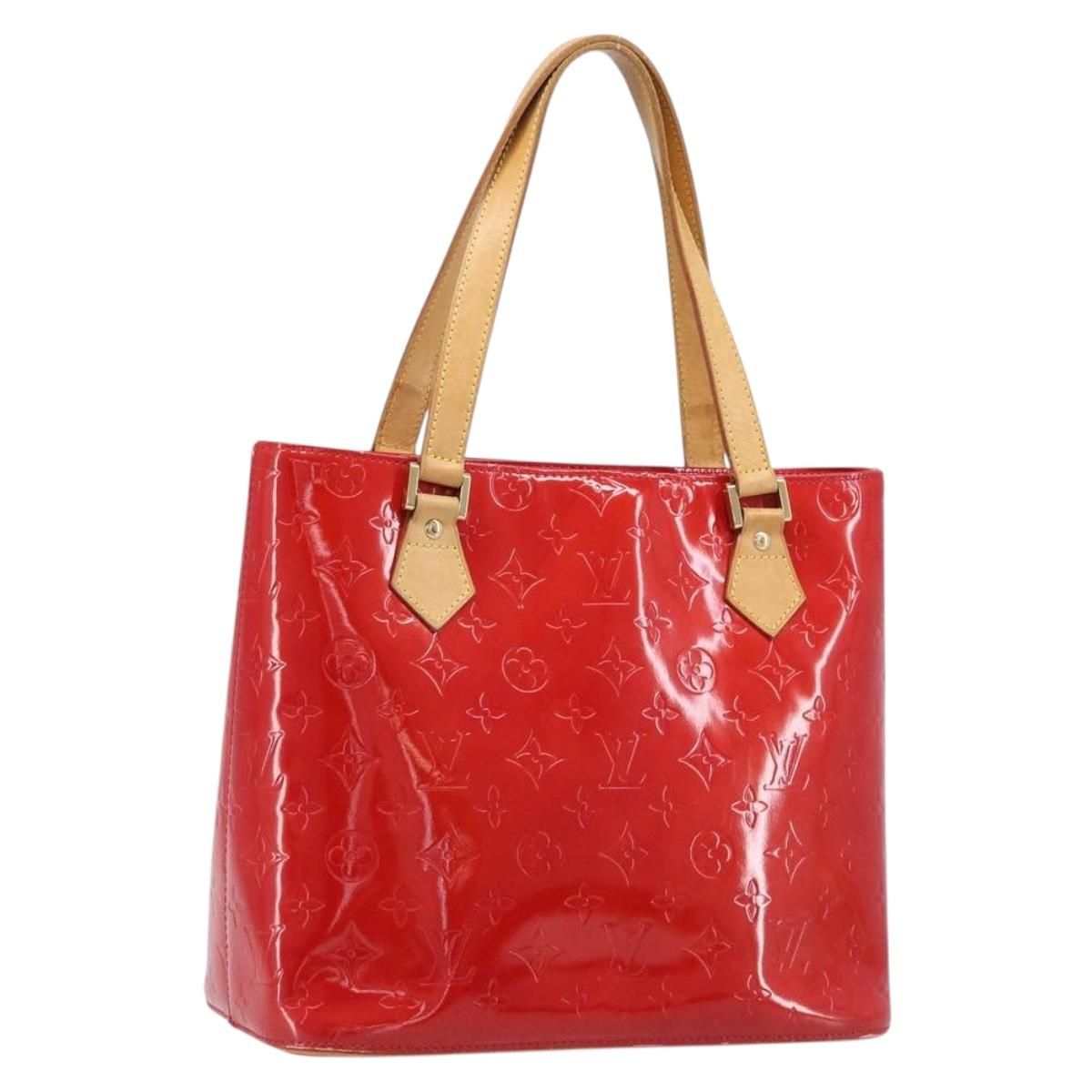 LOUIS VUITTON Monogram Vernis Houston Hand Bag Red M91092 LV Auth BA17021