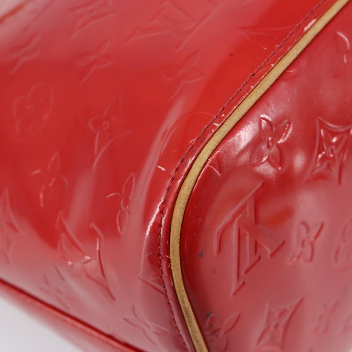 LOUIS VUITTON Monogram Vernis Houston Hand Bag Red M91092 LV Auth BA17021
